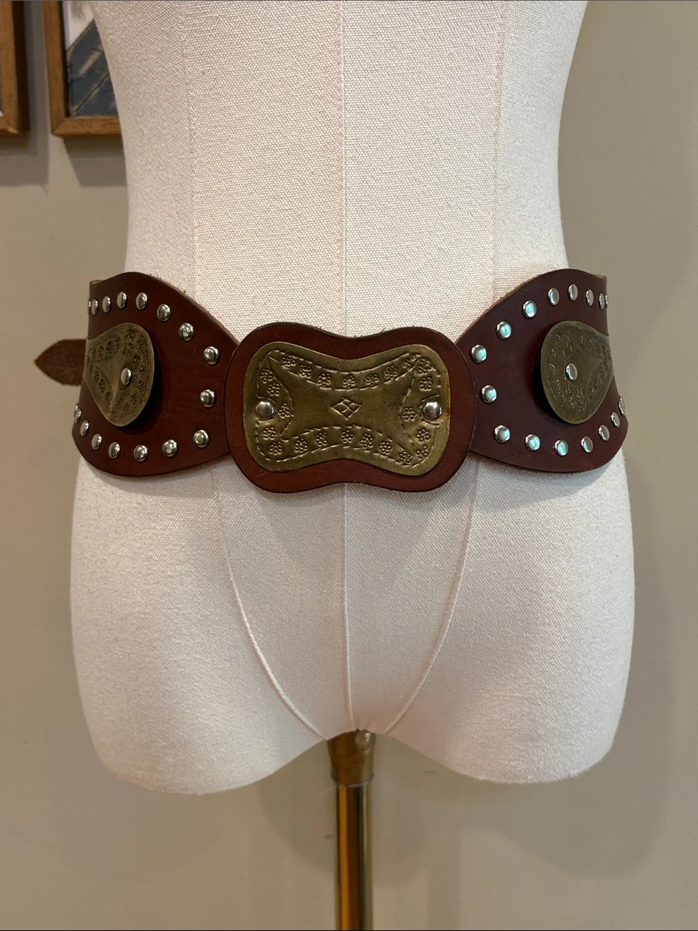 Vintage Ralph Lauren Western Studded Wide Leather Belt Spring 2002 size Medium